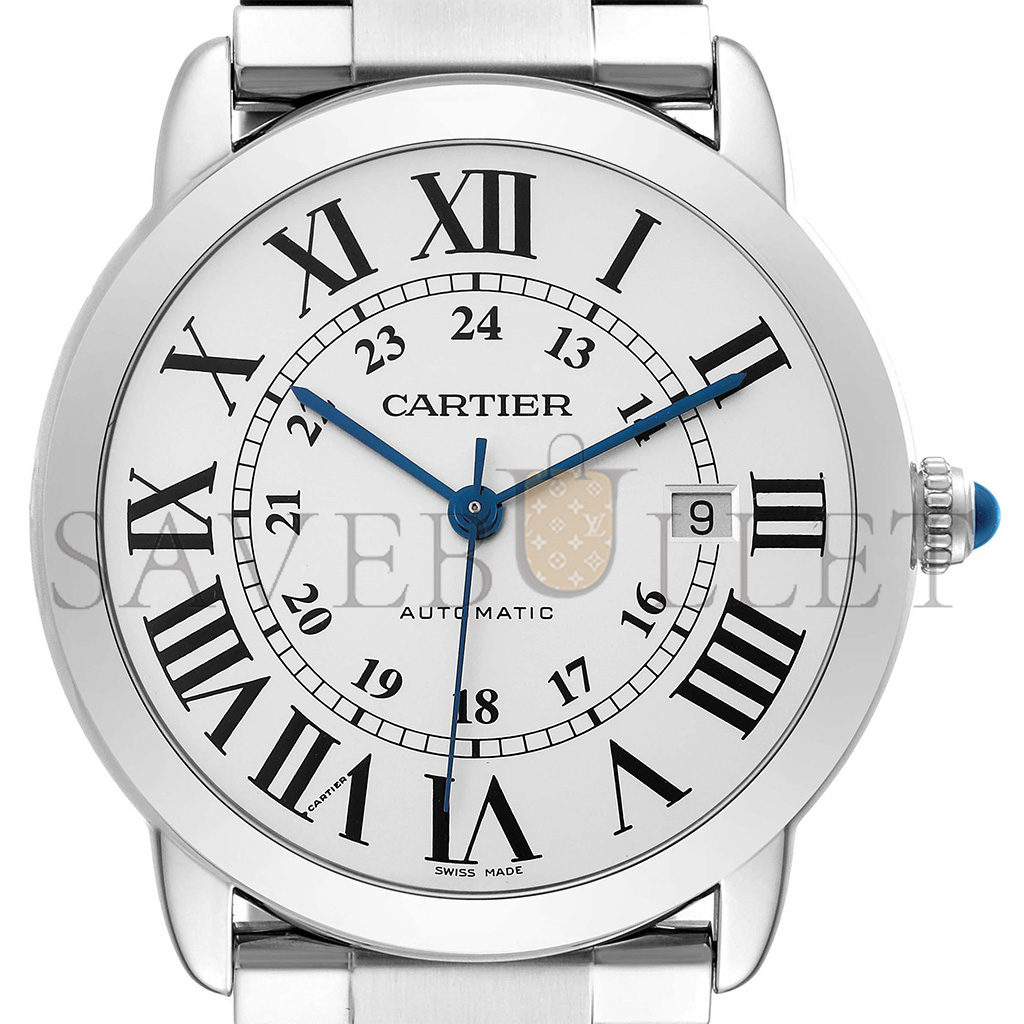 CARTIER RONDE SOLO DE CARTIER XL SILVER DIAL AUTOMATIC STEEL WATCH W6701011